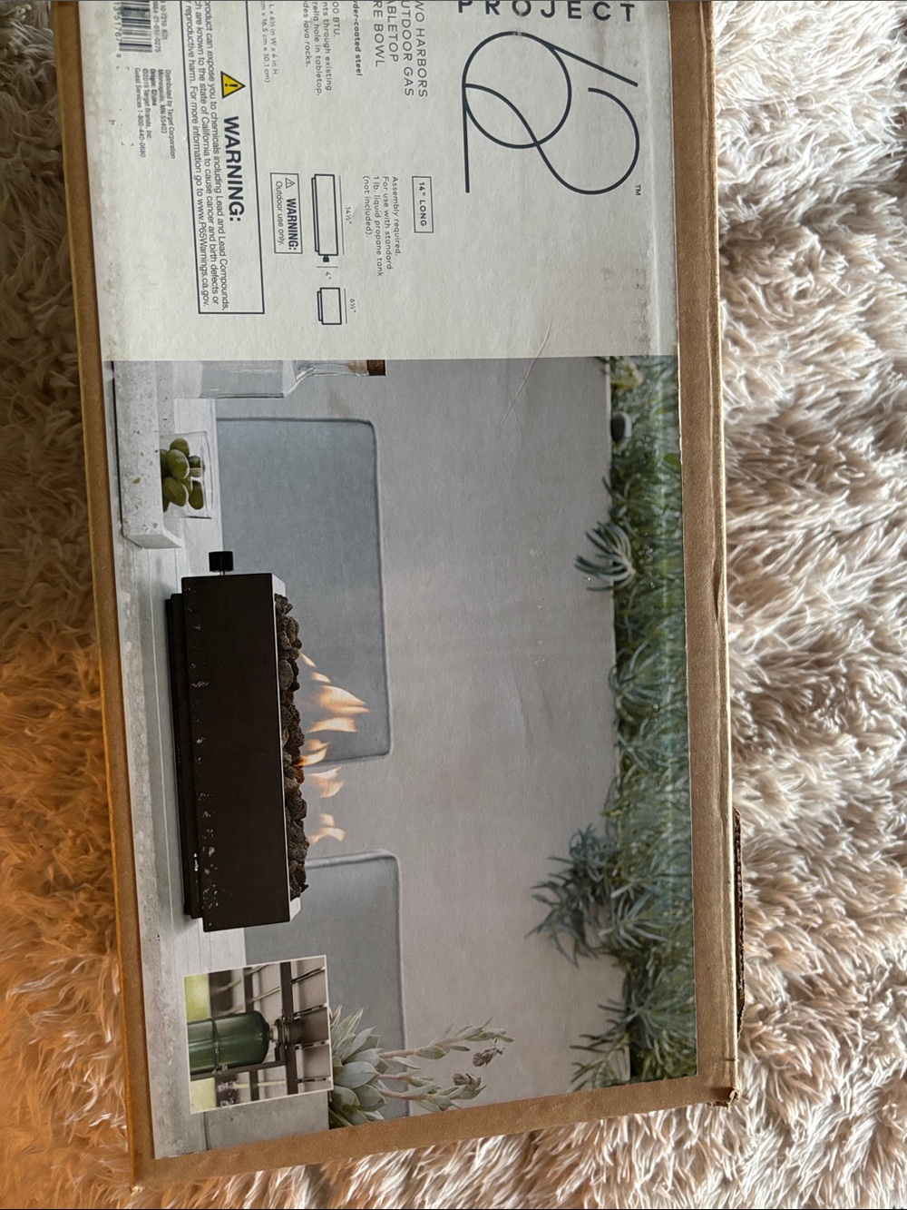 Project 62 Black Rectangular Tabletop Gas Fire Pit - Picture 2 of 3